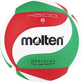 Мяч волейбольный MOLTEN V5M4500DE р. 5, 18 панелей, синт.к. ПУ, клеен, бело-красно-зеленый