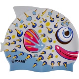 Шапочка для плавания детская TORRES Junior, SW-12206BF, серо-голубой, силикон