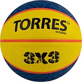 Мяч баскетбольный для стритбола TORRES 3х3 Outdoor, B022336, размер 6, резина, жёлто-синий