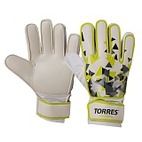 Перчатки вратарские "TORRES Training", арт. FG05214-9, р.9, 2 мм латекс, удл.манж.,бело-зелено-серый